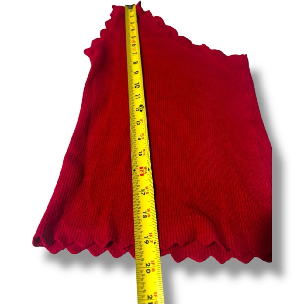 Unbranded Fun Bold Bright Red Scalloped Hem One Shoulder Tank Top - Picture 11 of 14